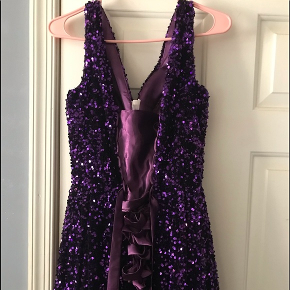 Purple sequin high low dress - Picture 3 of 5
